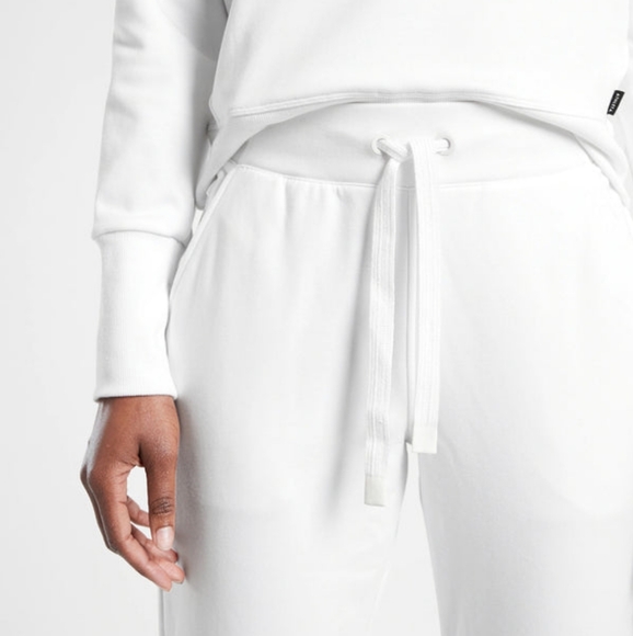 Athleta Women's Athleisure Fleece Cotton Blend Triumph Jogger in Brilliant White - Picture 3 of 7